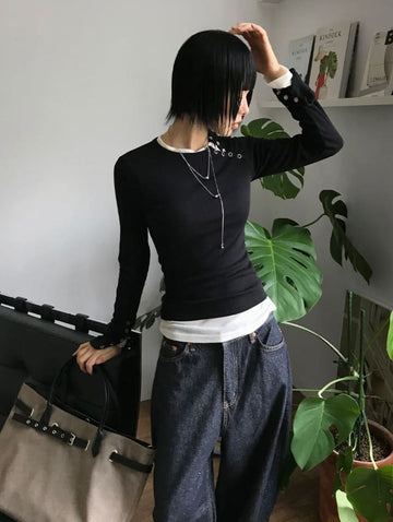 LINE-UP SNAP RIB LONGSLEEVE